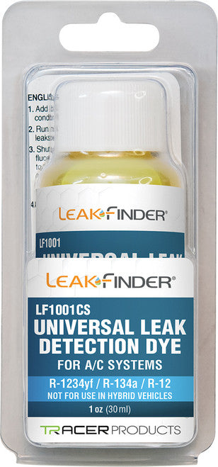 LeakFinder LF1001CS UNIVERSAL A/C DYE, 1 OZ (30 ML) BOTTLE (CLAMSHELL PACKAGE)