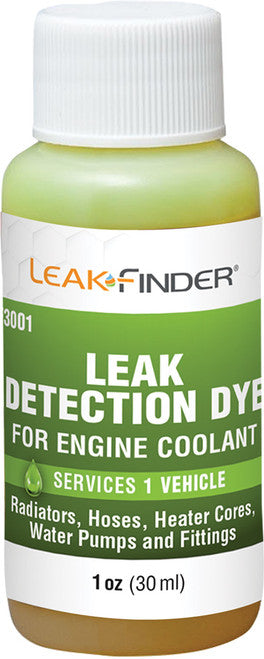 LeakFinder LF3001CS COOLANT LEAK DETECTION DYE, 1 OZ (30 ML) BOTTLE (CLAMSHELL PACKAGE)