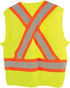 PIP Dynamic TSV2YG19SM CSA Appr. Polyester Traffic Vest, Hi-Vis Yellow-Green, 4" Wide 360° Hrz Stripes, 2 Vrt Stripes, X in Back – S/M - MPR Tools & Equipment