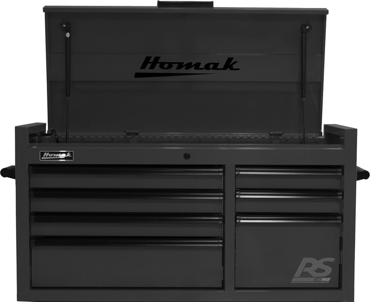 Homak BK02004173 RS PRO Series 41"W X 23"D X 21"H 7 Drawer Black Top Chest With Lift-Latch - MPR Tools & Equipment