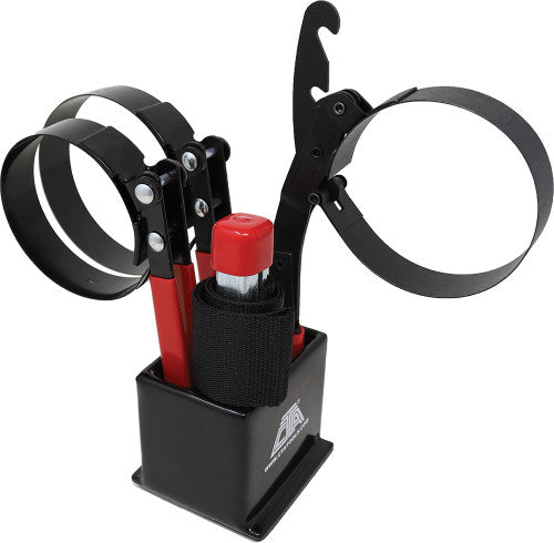CTA Tools 4324 4-pc Diy Oil Filter Wrench Kit with Stand, incl.: Band Type, Strap Type & Swivel Oilf Filter Wrenches
