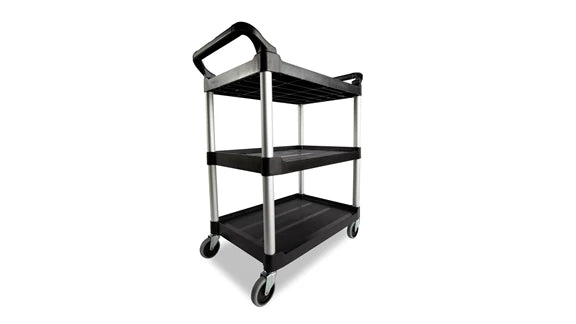 Rubbermaid FG342488BLA Service Utility Cart with 4" Swivel Casters, 200 Lb. Capacity, Black - MPR Tools & Equipment