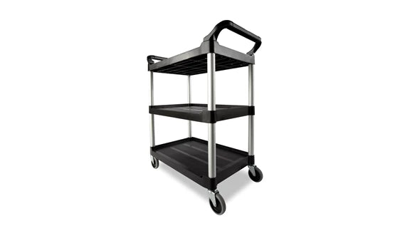 Rubbermaid FG342488BLA Service Utility Cart with 4" Swivel Casters, 200 Lb. Capacity, Black - MPR Tools & Equipment