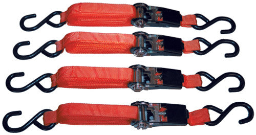 ATD Tools 8072 4-PC RATCHETING TIE DOW SET, ADJUSTS FROM 1 TO 15 FT., 1" WIDE STRAP, 1500 LBS CAPACITY - MPR Tools & Equipment