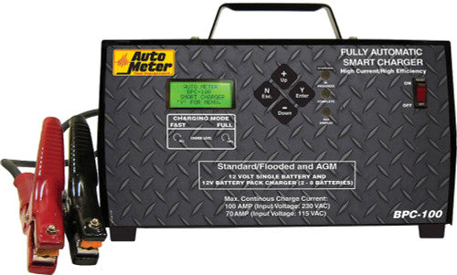 AutoMeter BPC-100 Chargeur intelligent entièrement automatique 12 V, sortie de charge 100 A, charge jusqu'à 8 batteries