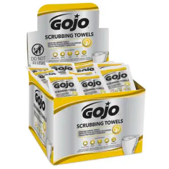 Gojo 6380 Serviettes à récurer 80 lingettes emballées individuellement dans un présentoir de comptoir