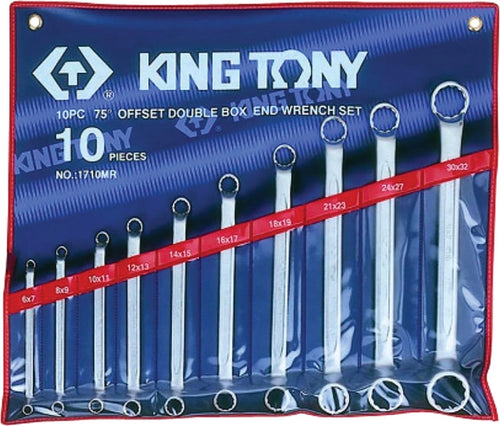 King Tony 1710MR 10 PC. 75° Offset Ring Wrench Set - MPR Tools & Equipment